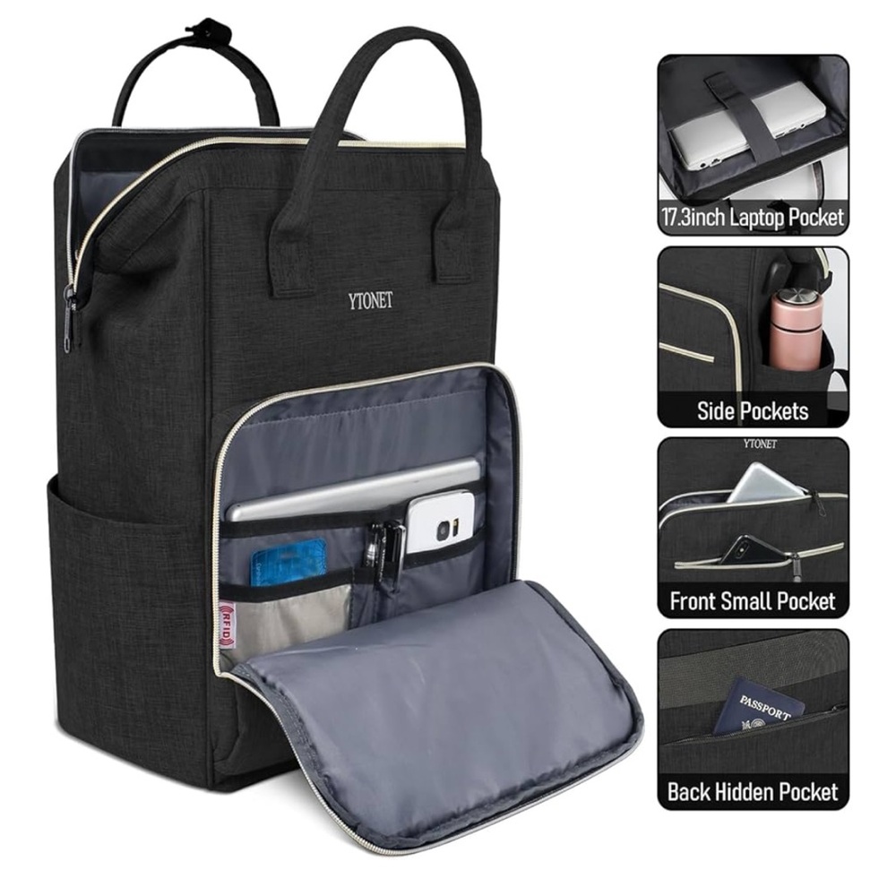 Black Travel Backpack for Women - Picture 3 of 7